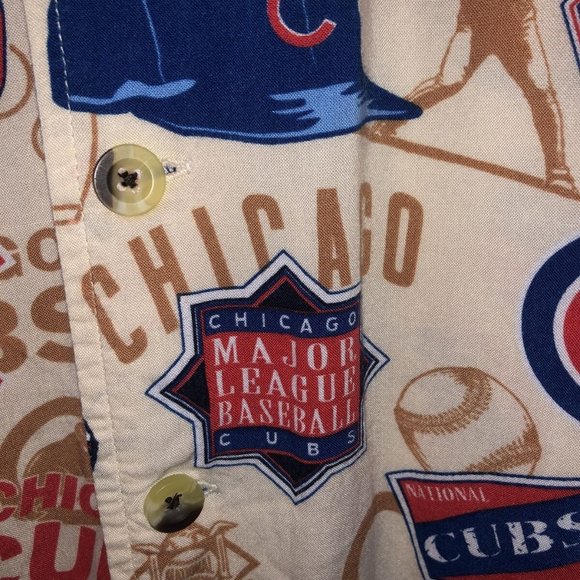 CSA Cubs MLB Button Down Rayon Hawaiian Style Shirt Medium - Picture 6 of 8